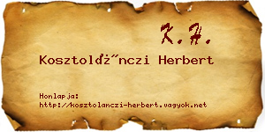 Kosztolánczi Herbert névjegykártya